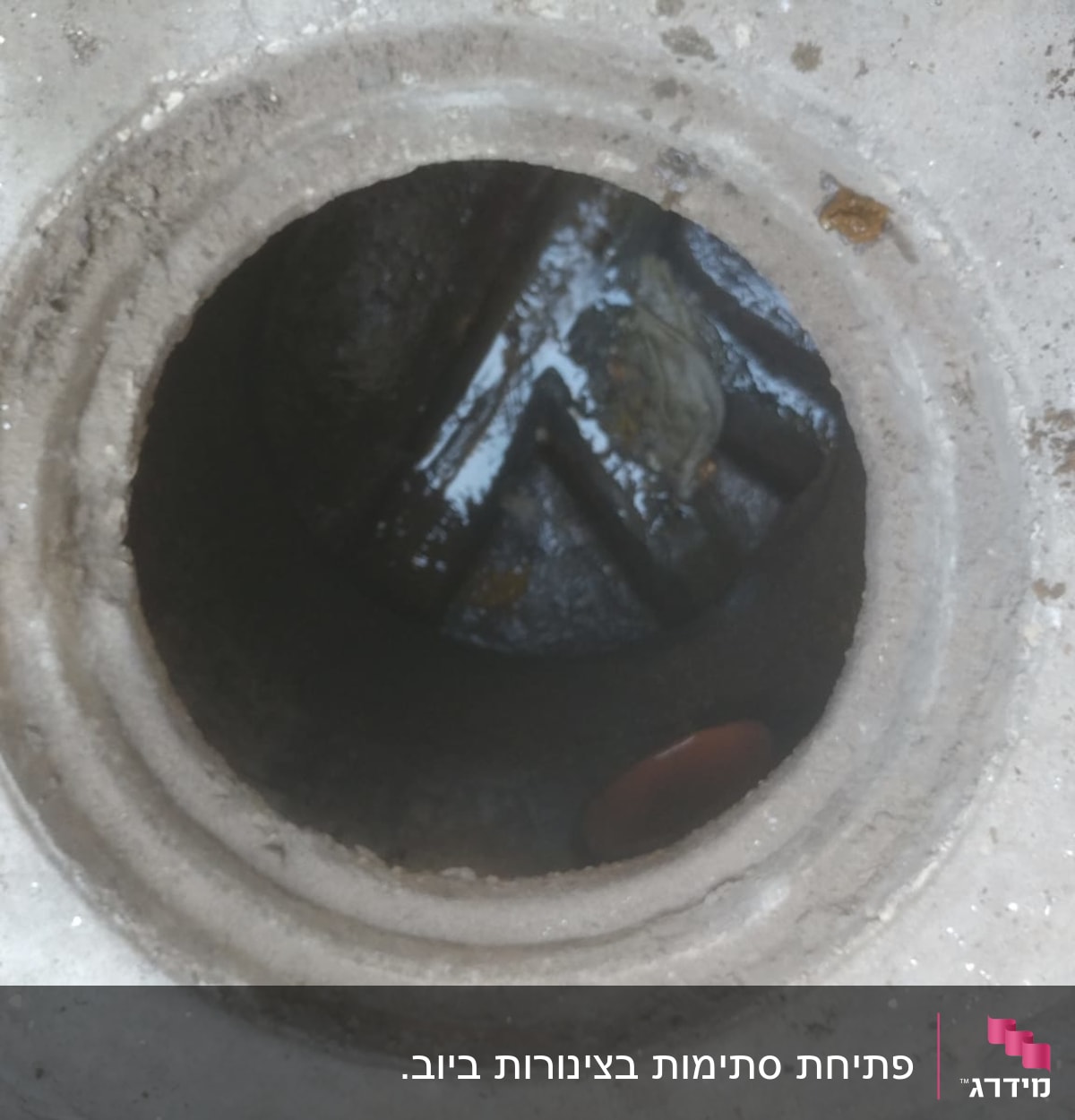 פתח ביוב עם מים בתוכו